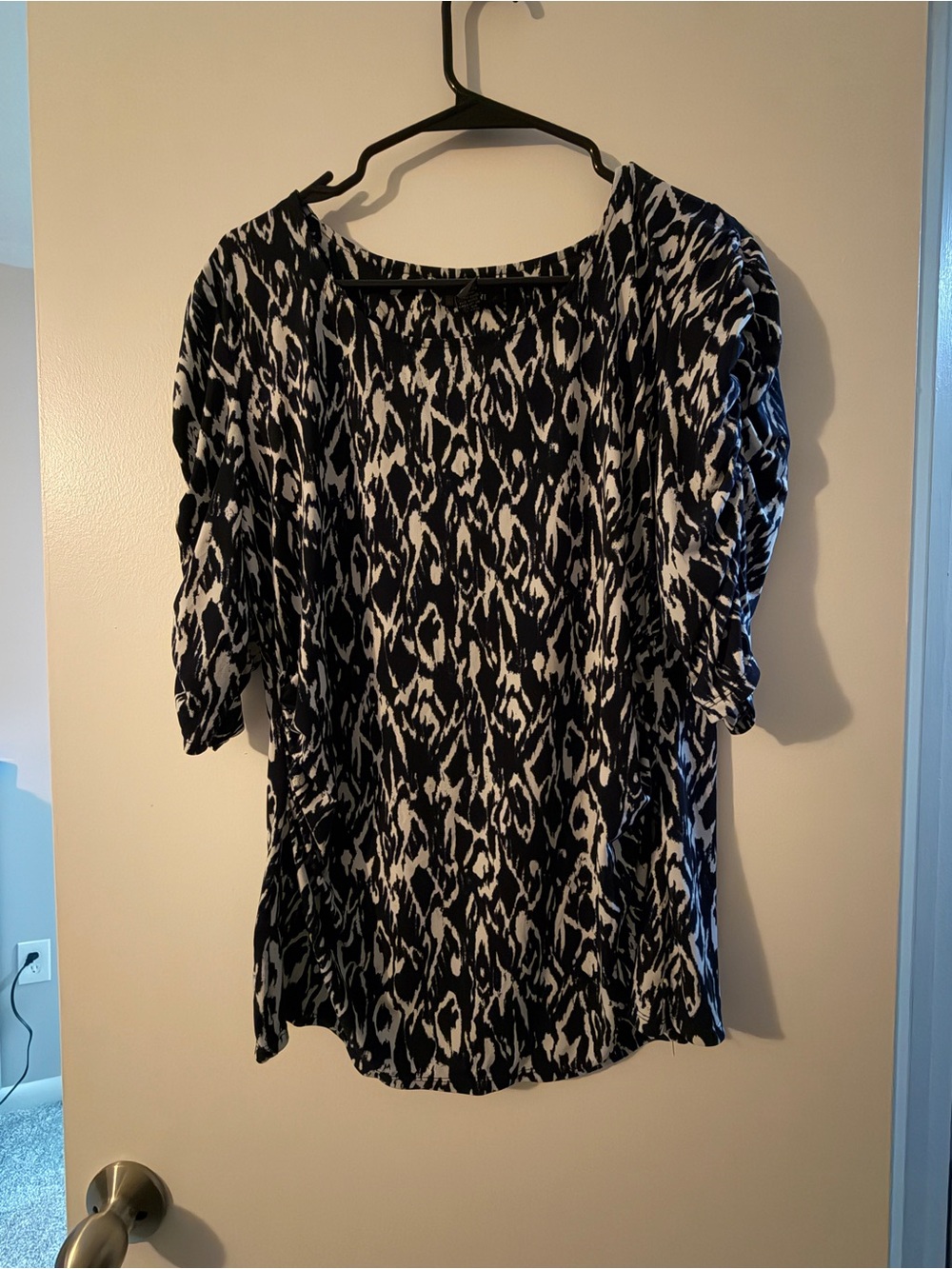 Alfani Black and White Ikat-Print Tunic Top
